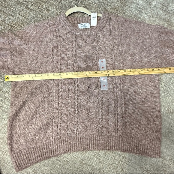 Old Navy Heathered Cable Knit Sweater Crew Neck New Rose Dawn Rosedawn Wool NWT - Picture 9 of 11